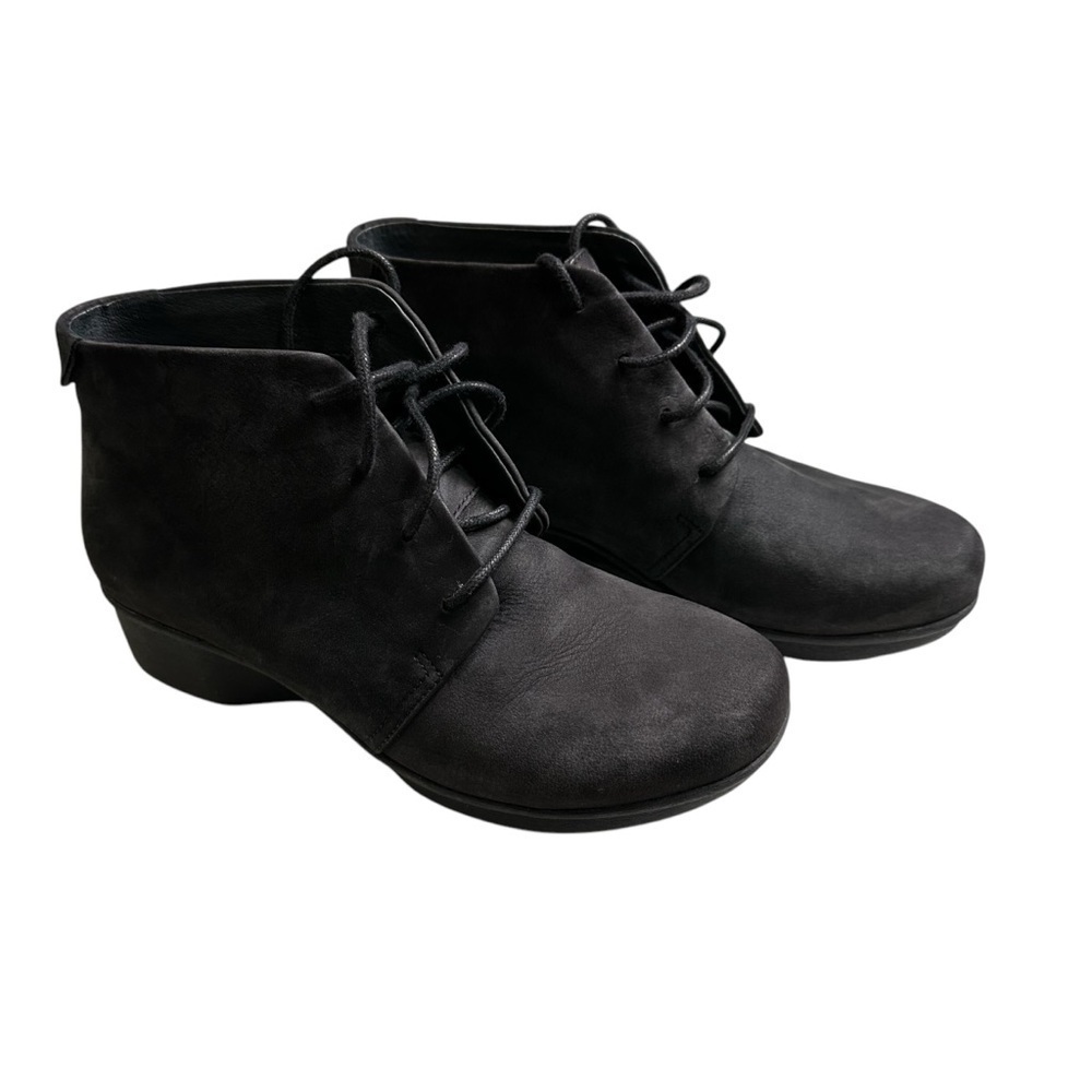 Dansko EU 38 Black Leather Lace Up Ankle Boot Bootie - Picture 6 of 10